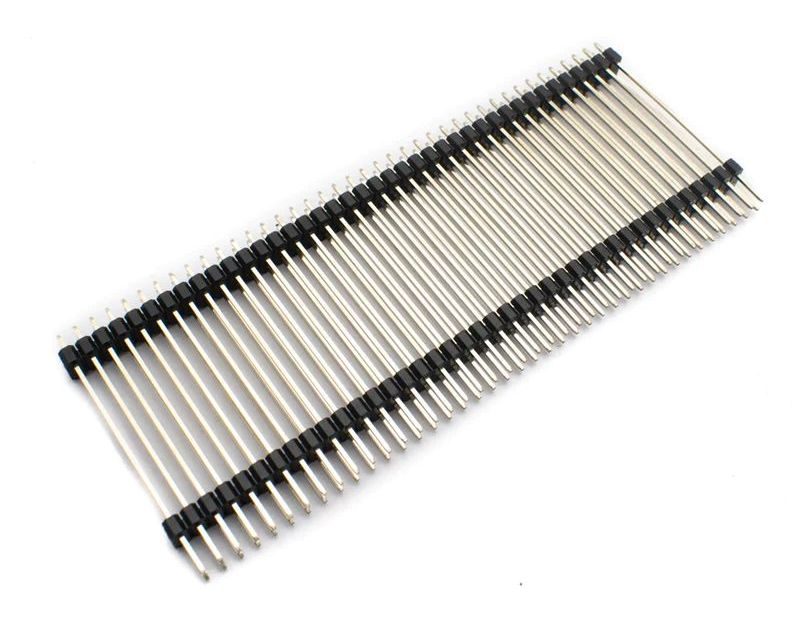 Pin header 2x40 pin 2.54mm pitch extended 40mm lang zwart